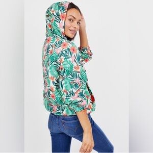 BLANK NYC Sporty, Summer Tropical Crop Hooded, Jacket Pullover Windbreaker